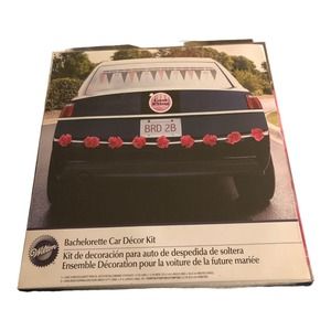 Wilton‎ Bachelorette Car Decor Kit Garland Pompons Car Cling Black Pink & White